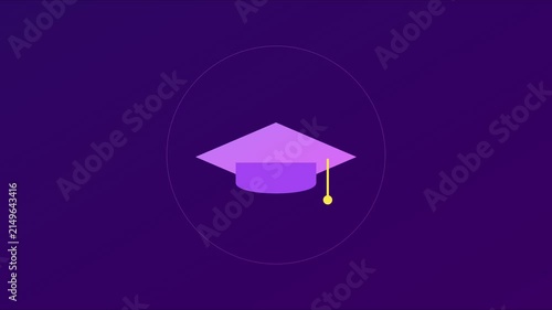 Minimalist graduation cap animation for education and academic success concepts 4k mortarboard