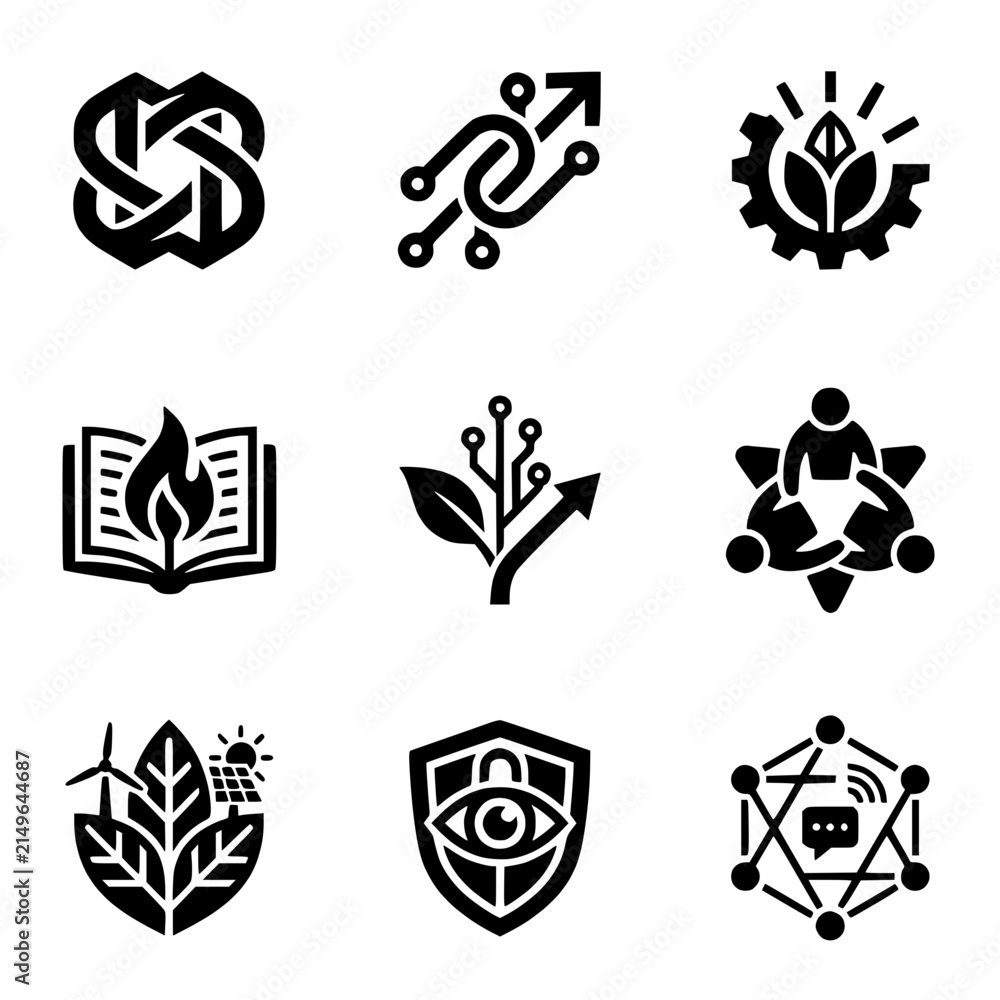Fototapeta premium Set of modern flat style vector technology and ecology icons