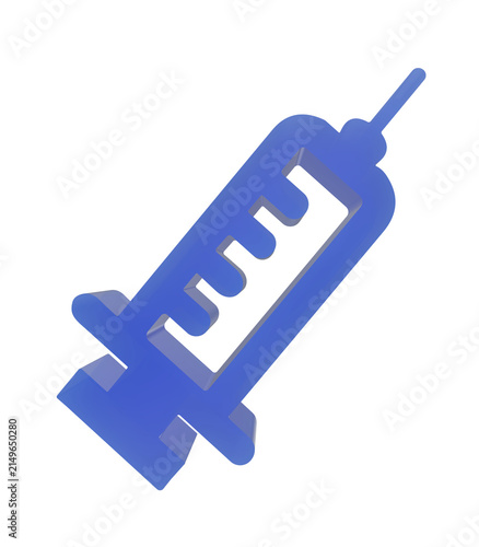 Fotografie A vibrant stylized three dimensional blue syringe icon represents medical care v
