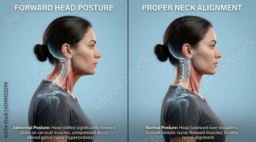 Comparison of forward head posture versus proper neck alignment