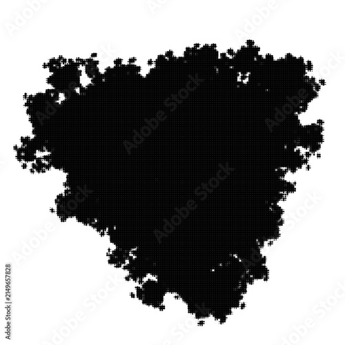 Black irregular shape with dotted grid pattern inside illustration