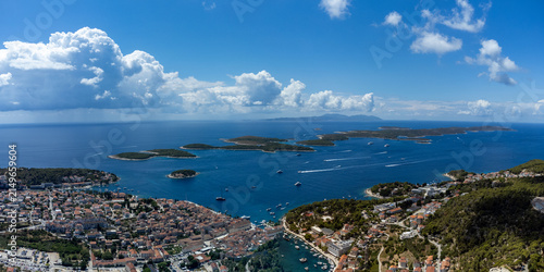Panoramic view from above on Pakleni islands near Hvar in Croatia