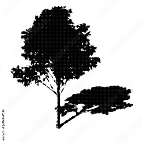 Silhouette of two trees with stars in night sky illustration