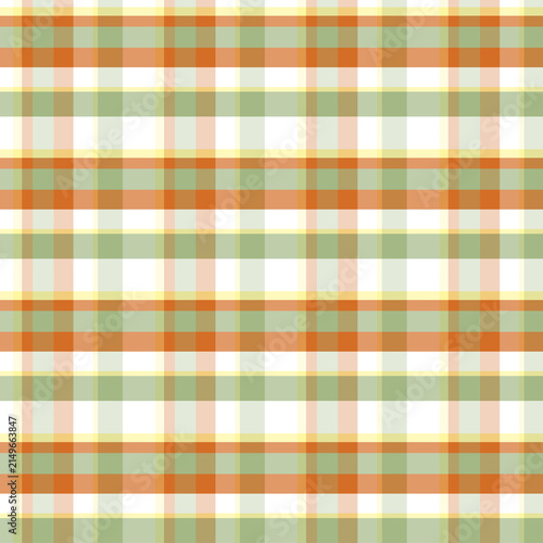 Orange and Green Plaid Seamless Vector Background