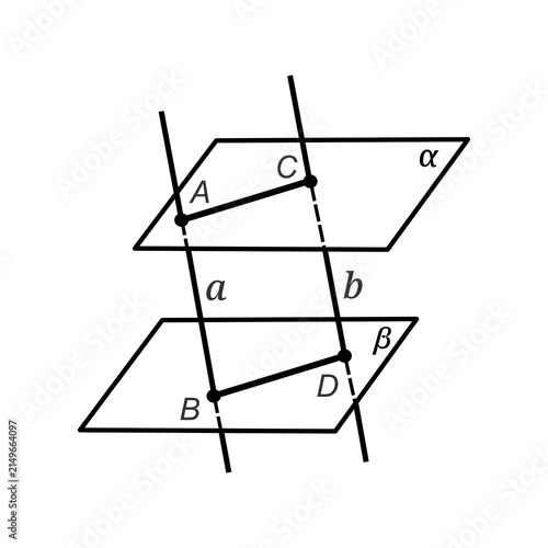 Bild auf Leinwand Educational vector illustration demonstrating the theorem that segments of paral