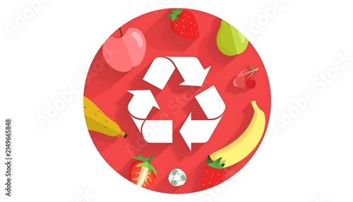 Colorful heart shaped fruit arrangement illustration.