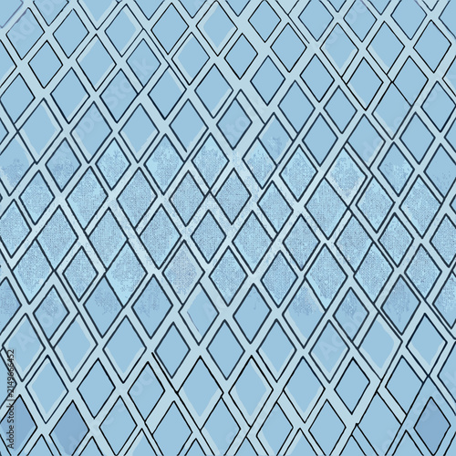 Abstract Geometric Pattern Blue Diamond Grid Textured Background