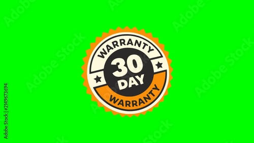 30 day guarantee label badge sticker sign tag animation HD 4K