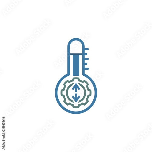 Thermometer with Gear and Arrows Icon.