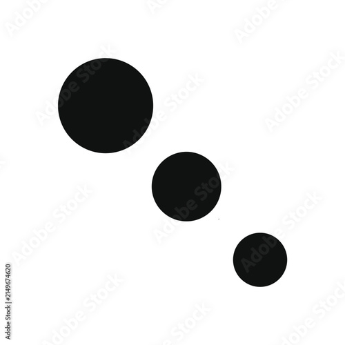 Three Black Circles Descending on White Background.