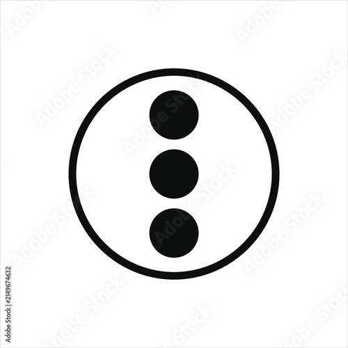 Three black dots in a circle symbol.
