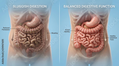 Comparison of sluggish digestion versus balanced digestive function