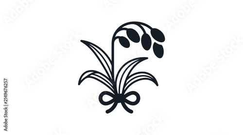 Minimalist Lily of the Valley Flower Line Art Icon