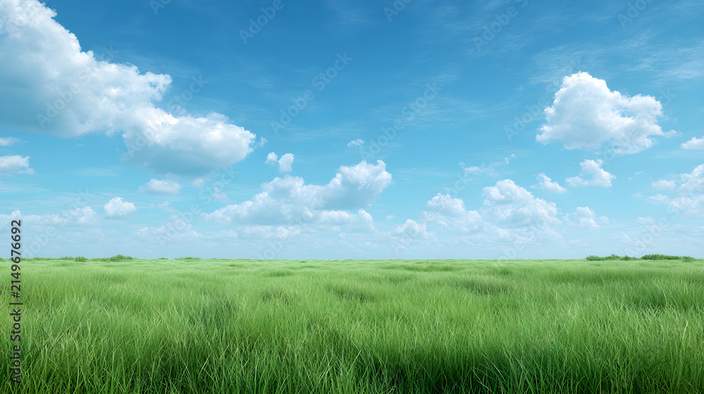 Obraz premium green field and blue sky