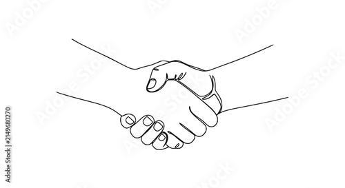 Line Art Handshake Isolated on Transparent Background
