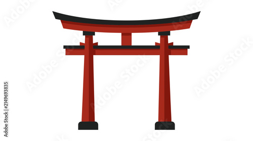 Flat Vector Illustration of a Traditional Japanese Torii Gate