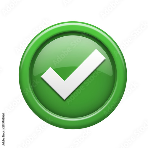 Green check mark button icon for user interface design isolated on transparent background