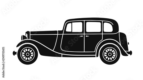 Vintage Old Automobile Vector Illustration for Classic Car Design and Transportation Concept
