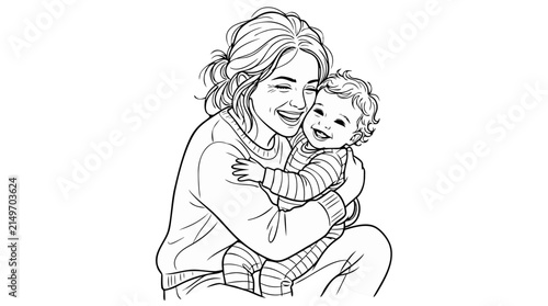 Happy mother hugging her smiling baby daughter with love vector illustration of cute family bonding moment