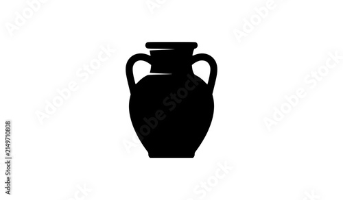 Ancient amphora vase vector silhouette isolated on white background