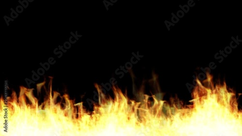 Flames fire background border in black isolated banner of panoramic horizontal burning blaze hot heat orange yellow glow