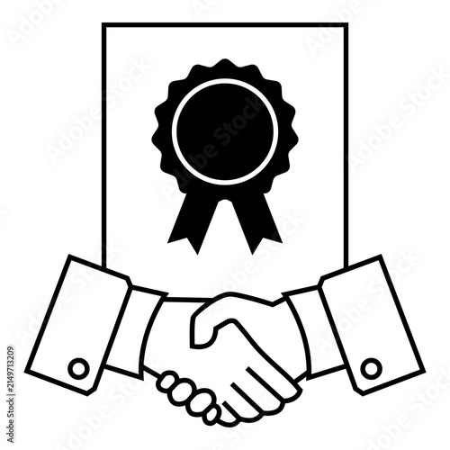 Professional Partnership Agreement Certificate with Handshake, symbolizing business partnership, trust, agreement, achievement, and successful collaboration. Icon Symbol Vector Design Illustration