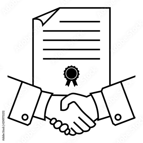 Professional Partnership Agreement Certificate with Handshake, symbolizing business partnership, trust, agreement, achievement, and successful collaboration. Icon Symbol Vector Design Illustration
