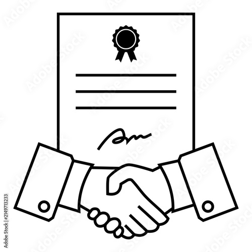 Professional Partnership Agreement Certificate with Handshake, symbolizing business partnership, trust, agreement, achievement, and successful collaboration. Icon Symbol Vector Design Illustration