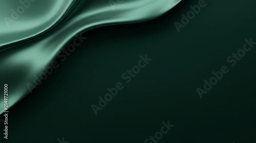 Elegant draped emerald satin fabric with soft folds.