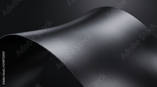 A dark, matte sheet of metallic curve gracefully, creating elegant shadows and highlights.