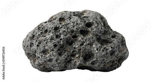 фотографія Porous volcanic rock or basalt lava stone with vesicular texture isolated on a b