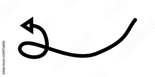 Curved Hand Drawn Arrow Icon Element Isolated on Transparent Background