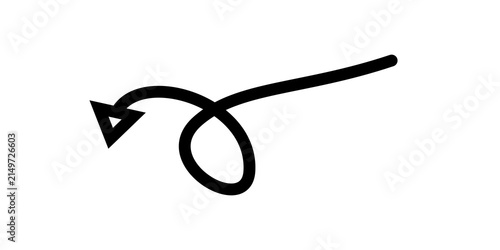 Hand Drawn Curved Loop Arrow Vector Element Isolated on Transparent Background