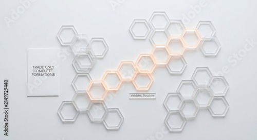 Naklejka Interlocking Translucent Hexagon Frames in a Geometric Pattern