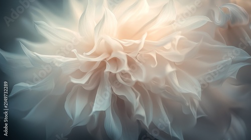 Delicate White Dahlia Blossom with Soft Petals and Ethereal Glow