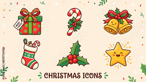 Colorful holiday gift boxes with christmas trees
