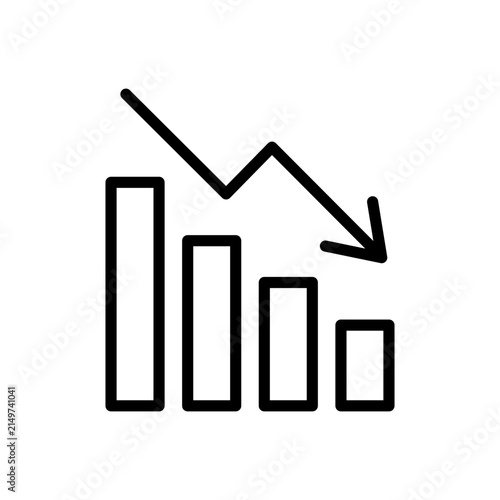 фотографія Bar chart icon with downward arrow showing declining sales data
