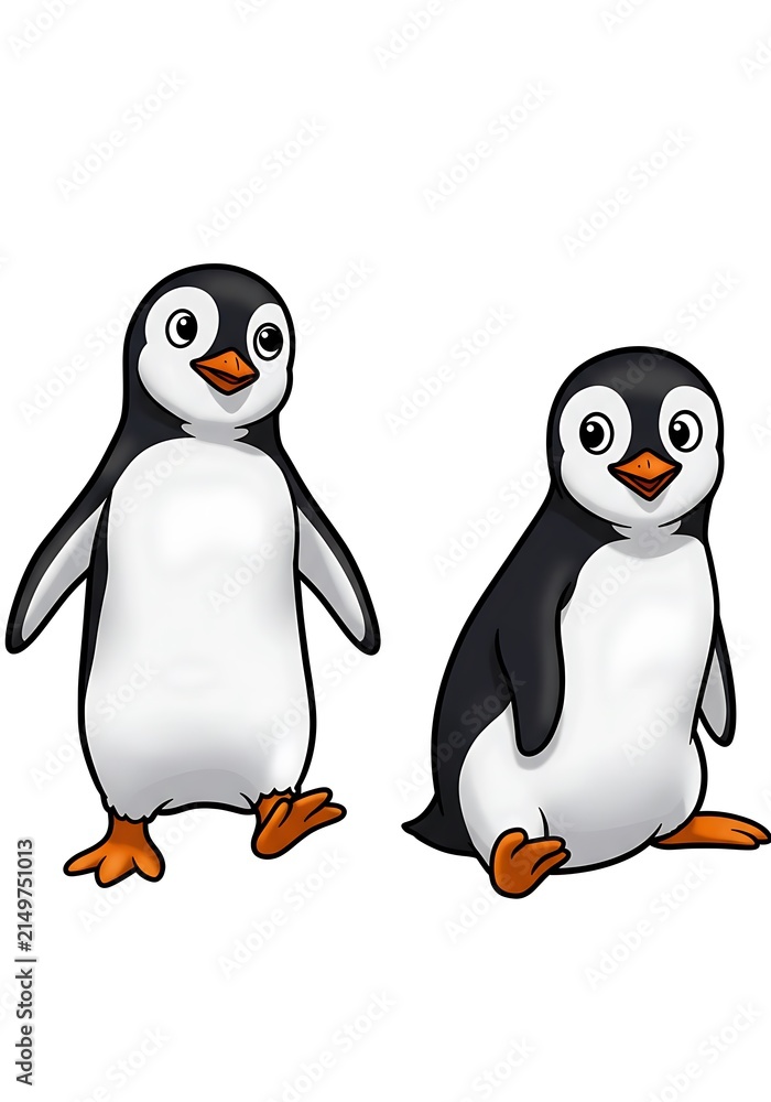Obraz premium Penguin Pair: A Waddle of Wonder