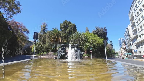 Neptune and Amphitrite Fountain at Santa Lucia Hill in Santiago, Chile