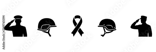Foto Military silhouettes for veterans day remembrance day isolated on transparent ba