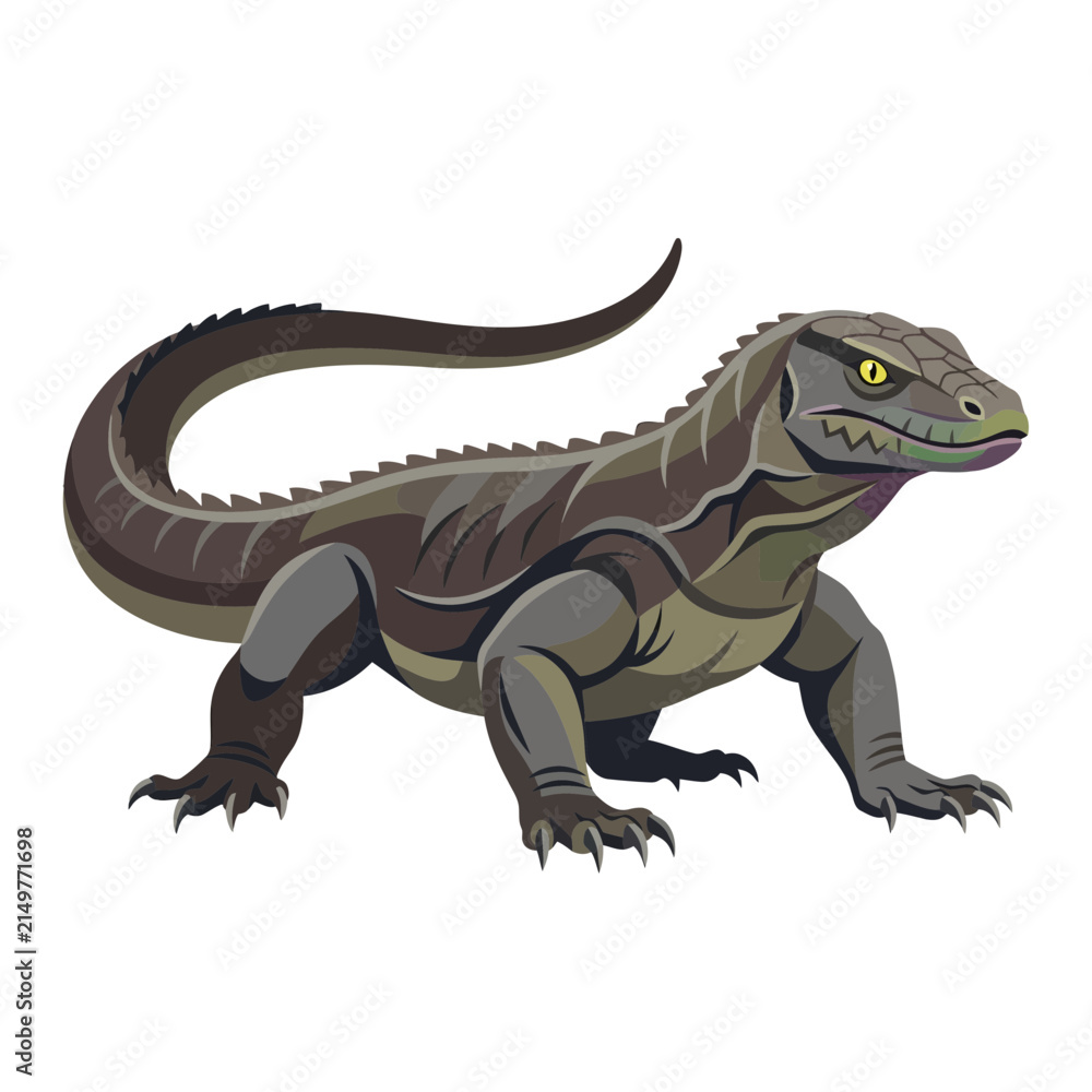Fototapeta premium Stylized Lizard with Yellow Eyes on Transparent Background