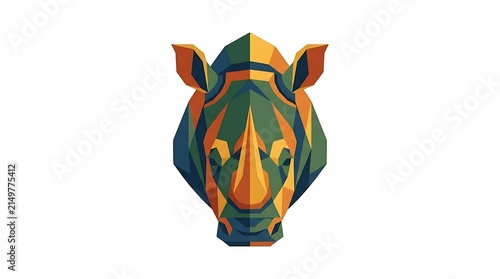 Geometric multi colored rhinoceros head graphic