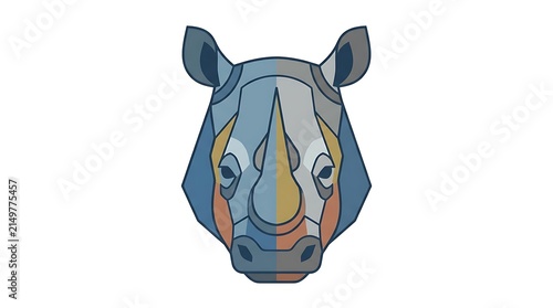 Segmented flat design rhinoceros head icon