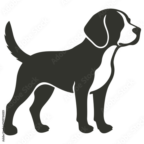 Beagle Dog Silhouette Vector Isolated on White Background