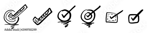 set of hand drawn check marks. tick sign. symbol. icon.