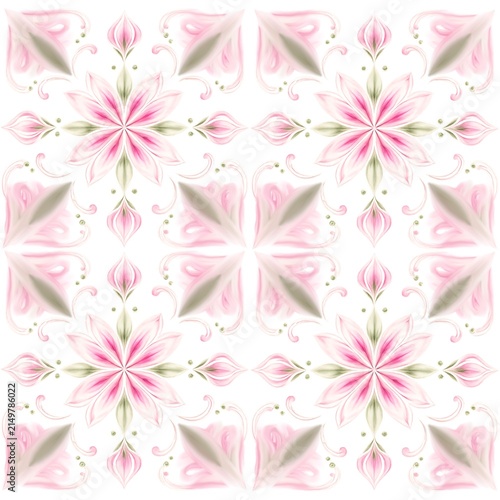 Elegant floral pattern with soft pink and green hues