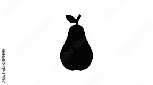 Simple black silhouette of a fresh pear fruit icon.