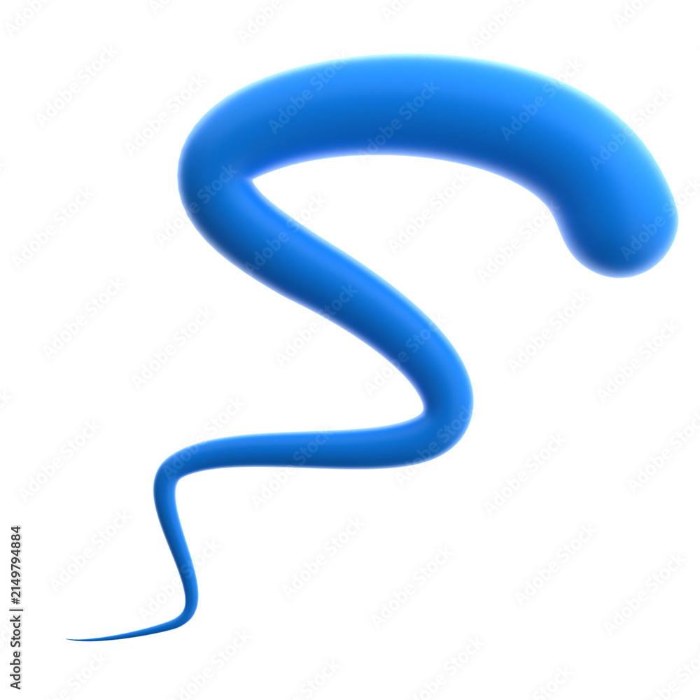 Fototapeta premium 3D Abstract Blue Wavy Scribble Line Shape