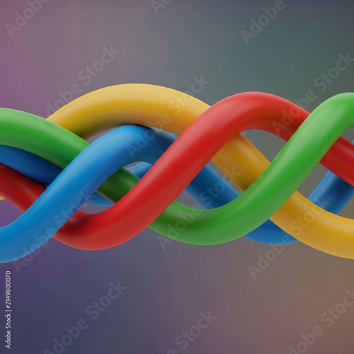 Plakat w ramie Vibrant Intertwined Strands: A Smooth 3D Render