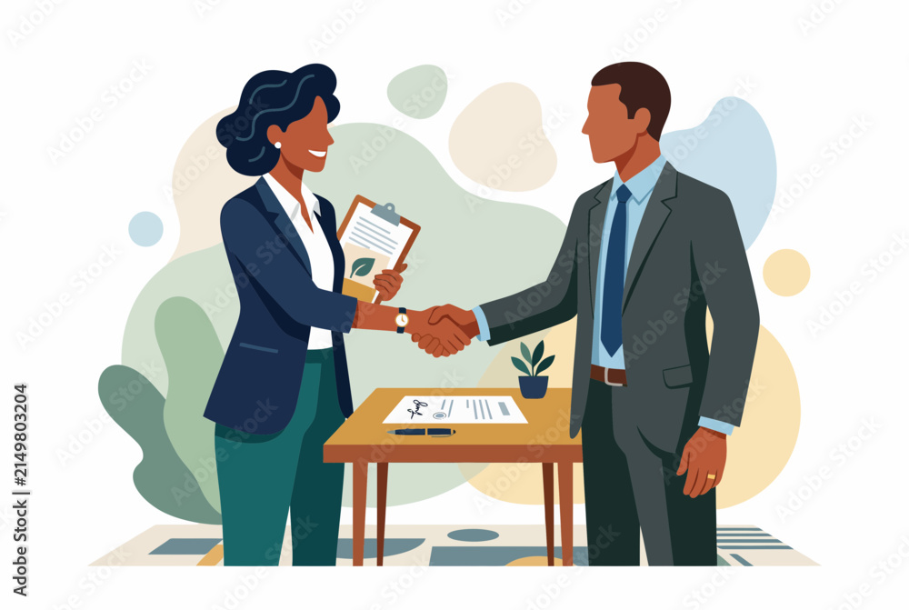 Obraz premium Professional Business Partners Shaking Hands After Successful Meeting